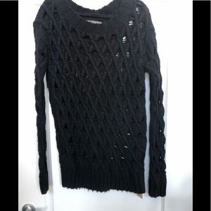 All Saints Black Long cutout heavy sweater